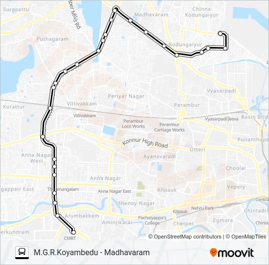 121M Bus Line Map