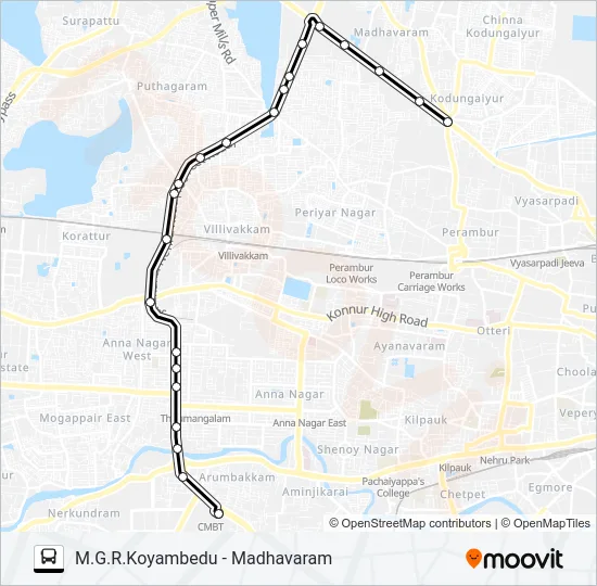121M Bus Line Map