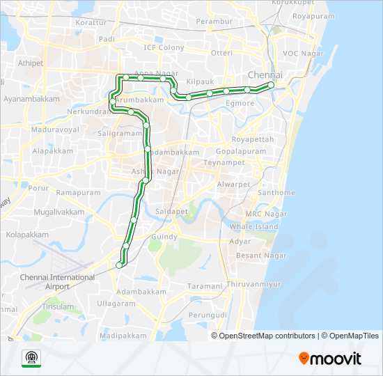 Shenoy Nagar Route Map Green Line Route: Schedules, Stops & Maps - Towards St. Thomas Mount  (Updated)