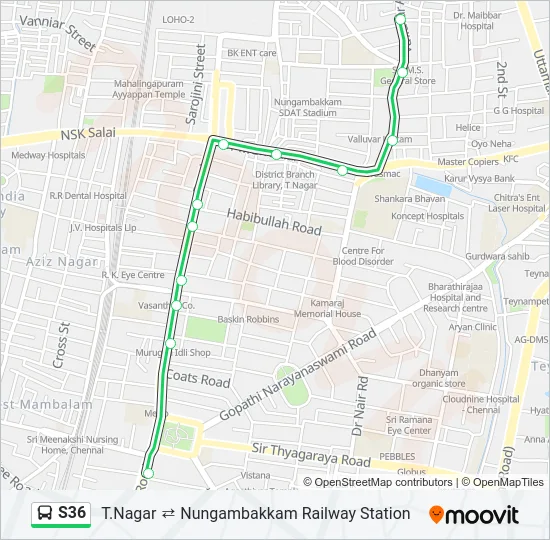 S36 Bus Line Map