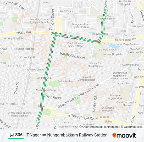 S36 Bus Line Map