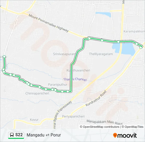 S22 Bus Line Map