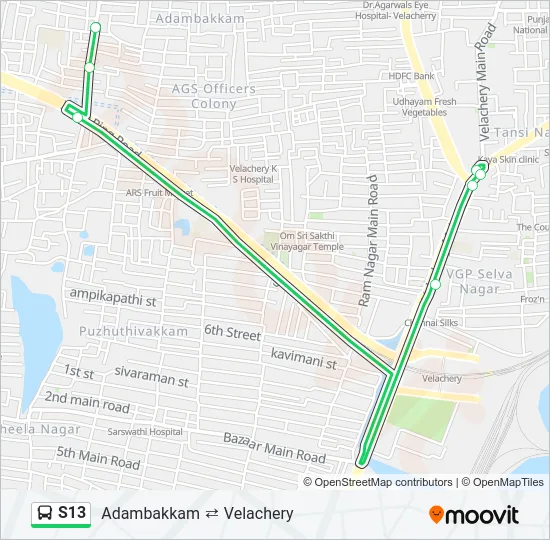 S13 Bus Line Map