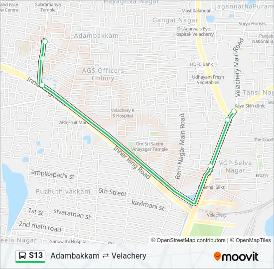 S13 Bus Line Map