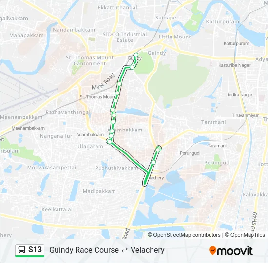 S13 Bus Line Map