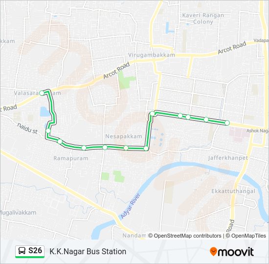 S26 bus Line Map