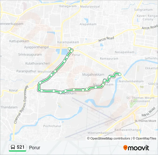 S21 Bus Line Map
