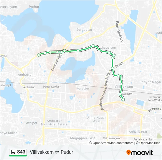 S43 Bus Line Map