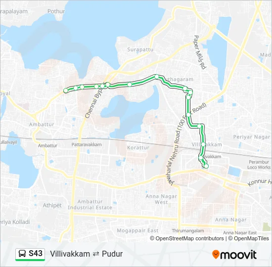 S43 Bus Line Map