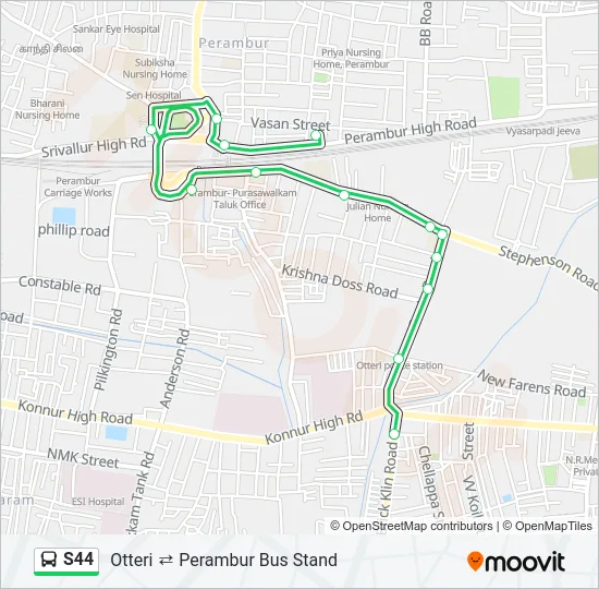 S44 Bus Line Map