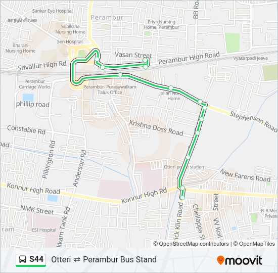 S44 bus Line Map