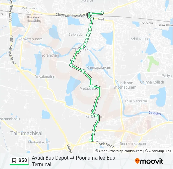 S50 Bus Line Map
