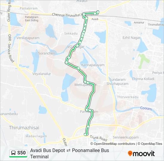 S50 Bus Line Map