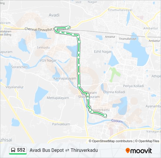 S52 Bus Line Map