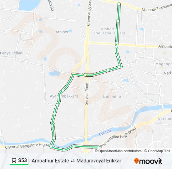 s53 Route Schedules, Stops & Maps Ambathur Estate (Updated)