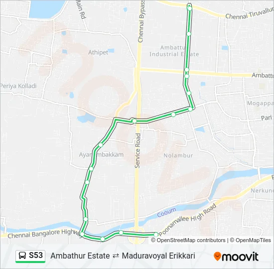 S53 Bus Line Map