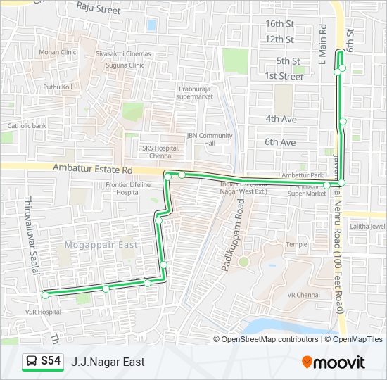 S54 bus Line Map