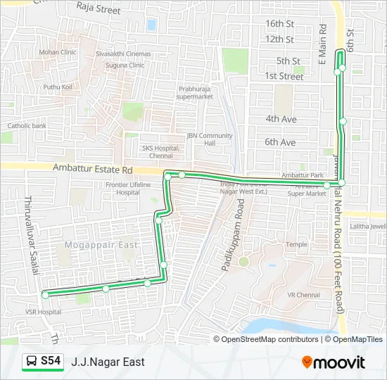 S54 Bus Line Map
