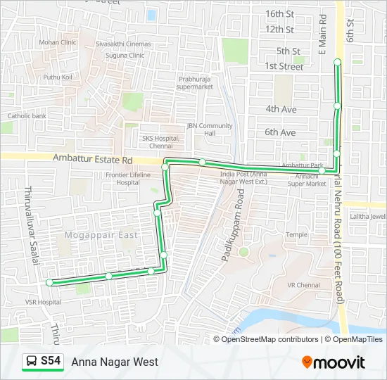 S54 Bus Line Map