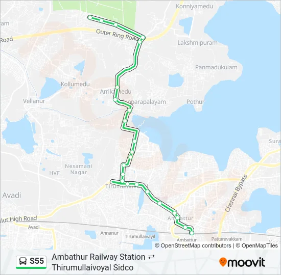 S55 Bus Line Map