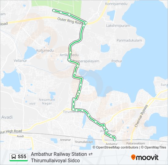 S55 bus Line Map