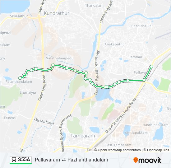 S55A bus Line Map