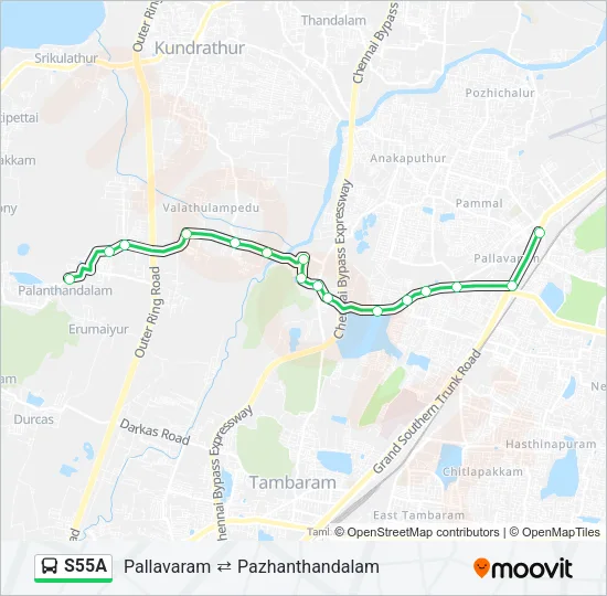 S55A Bus Line Map