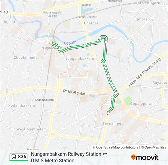 S36 Bus Line Map