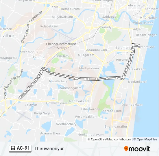 AC-91 Bus Line Map