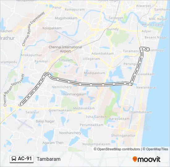 AC-91 Bus Line Map