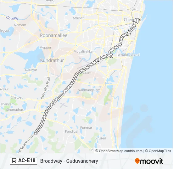 AC-E18 Bus Line Map