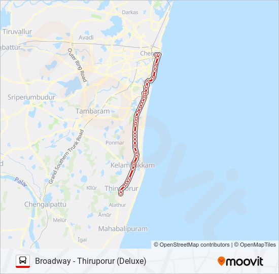 102X bus Line Map