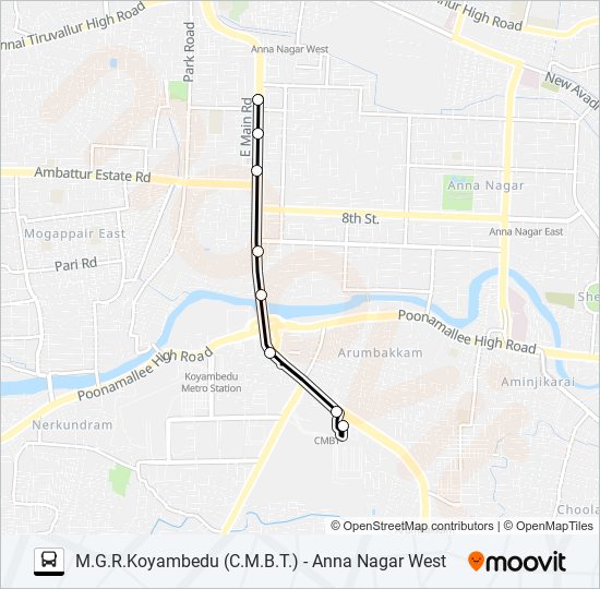 114 bus Line Map