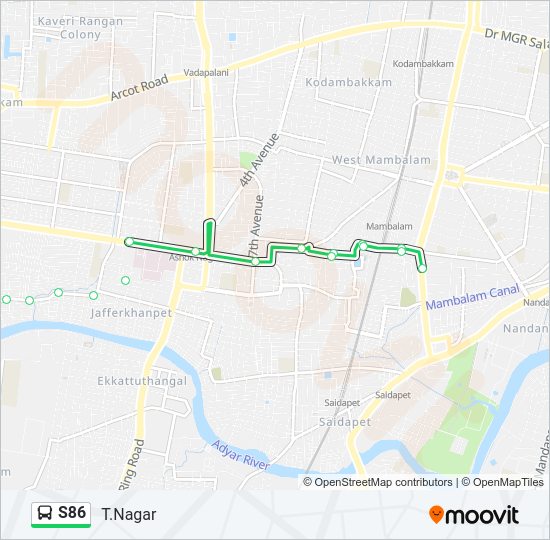 S86 bus Line Map