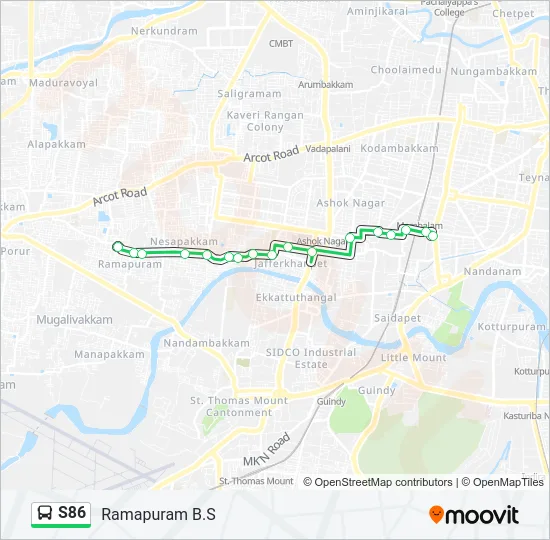 S86 Bus Line Map