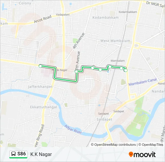 S86 Bus Line Map