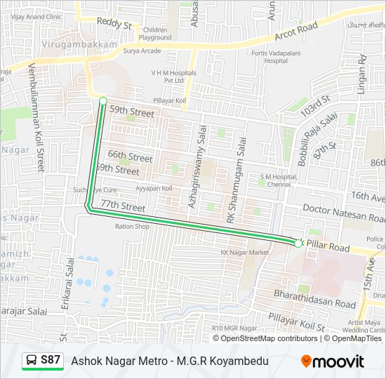 S87 Bus Line Map