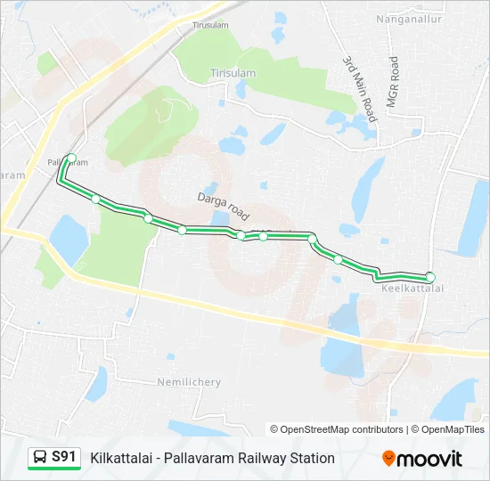 S91 Bus Line Map