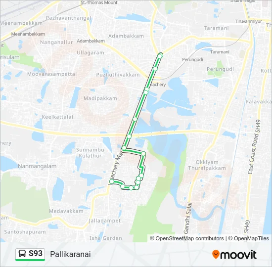 S93 Bus Line Map