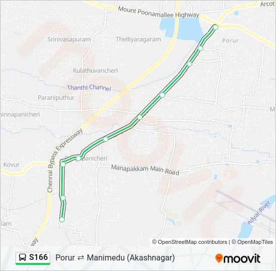 S166 Bus Line Map