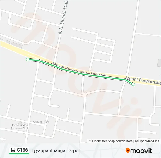 S166 Bus Line Map