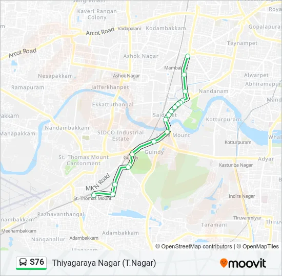 S76 Bus Line Map