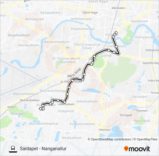 52K Bus Line Map