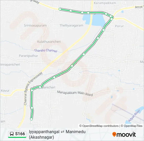 S166 Bus Line Map