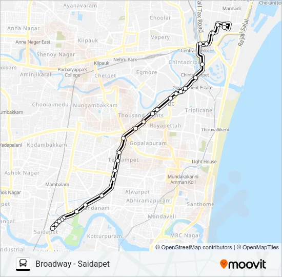 52K Bus Line Map