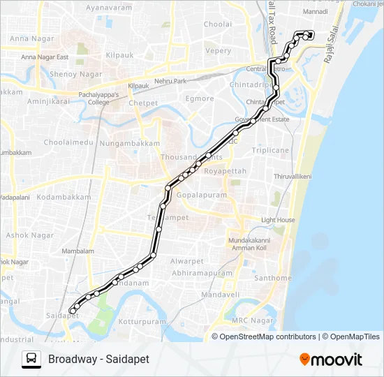 52K Bus Line Map