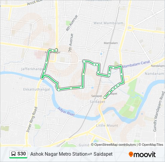 S30 bus Line Map