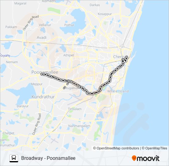 54 bus Line Map