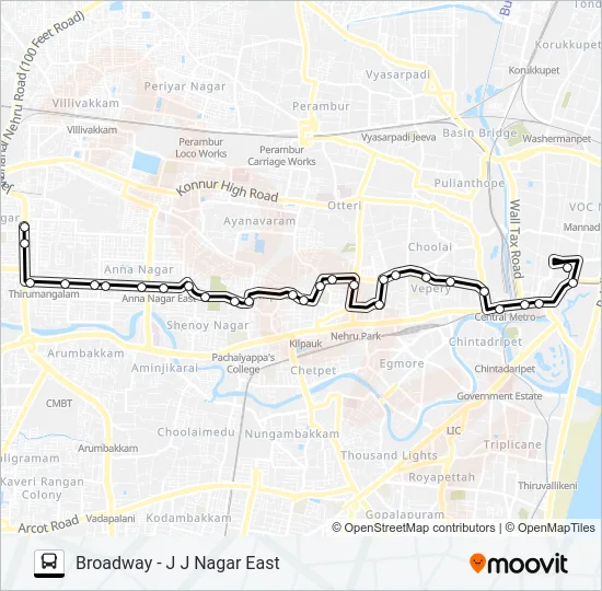 7H Bus Line Map