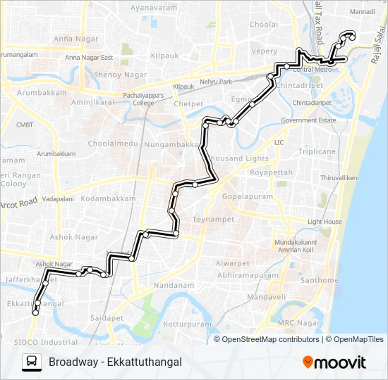 10E Bus Line Map